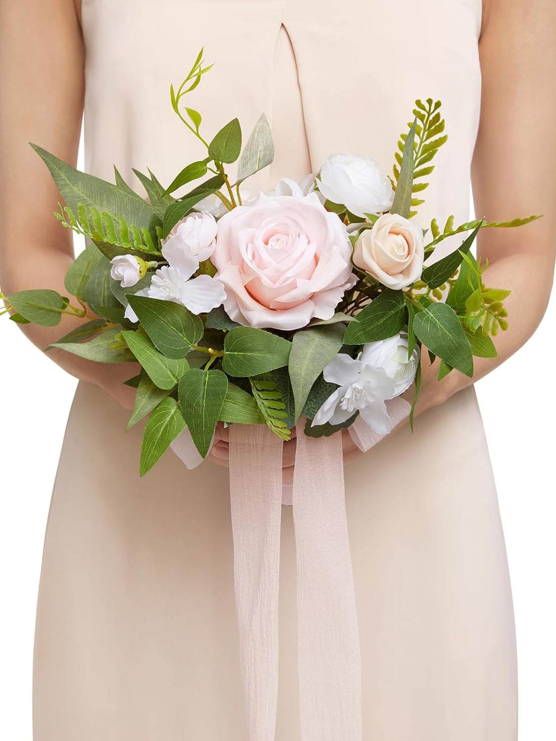 Posy-blush & Cream Artificial Wedding Flower Bridesmaids Bouquets 7 Inch