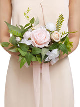 Posy-blush & Cream Artificial Wedding Flower Bridesmaids Bouquets 7 Inch