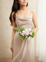 Posy-blush & Cream Artificial Wedding Flower Bridesmaids Bouquets 7 Inch
