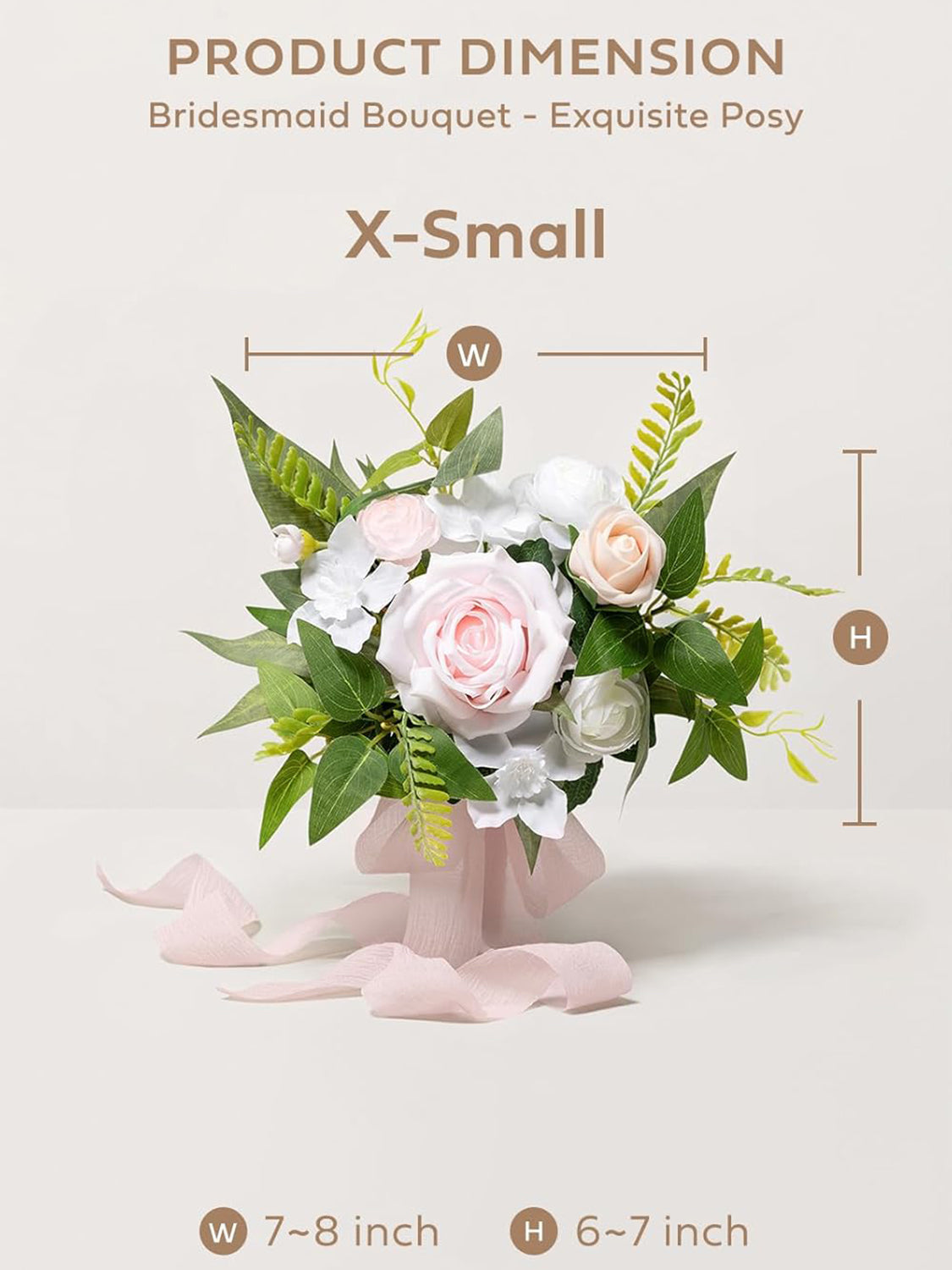 Posy-blush & Cream Artificial Wedding Flower Bridesmaids Bouquets 7 Inch