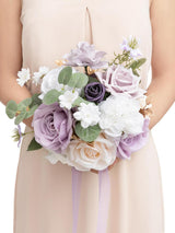 Gold & Lilac Artificial Wedding Flower Bridesmaids Bouquets 7 Inch