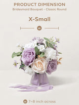 Gold & Lilac Artificial Wedding Flower Bridesmaids Bouquets 7 Inch
