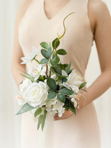 White & Sage Artificial Wedding Flower Bridesmaids Bouquets 7 Inch