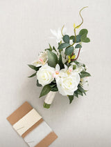 White & Sage Artificial Wedding Flower Bridesmaids Bouquets 7 Inch