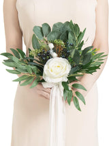 White Artificial Wedding Flower Bridesmaids Bouquets 7 Inch