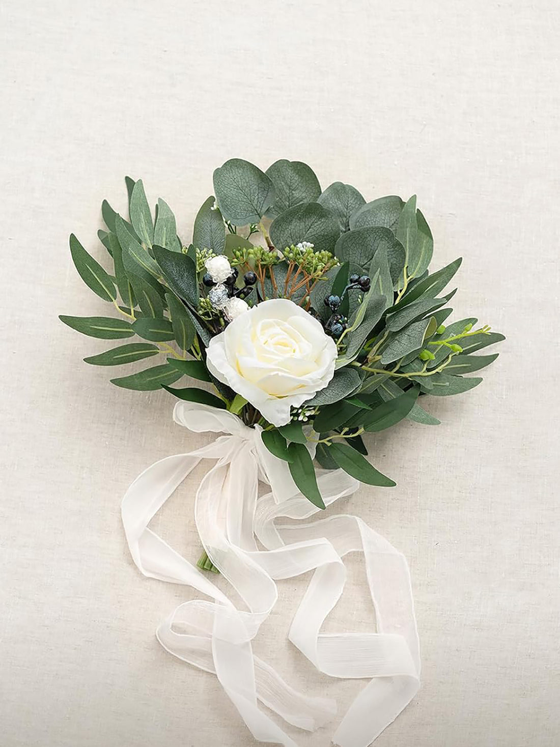White Artificial Wedding Flower Bridesmaids Bouquets 7 Inch