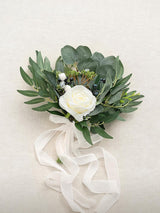 White Artificial Wedding Flower Bridesmaids Bouquets 7 Inch