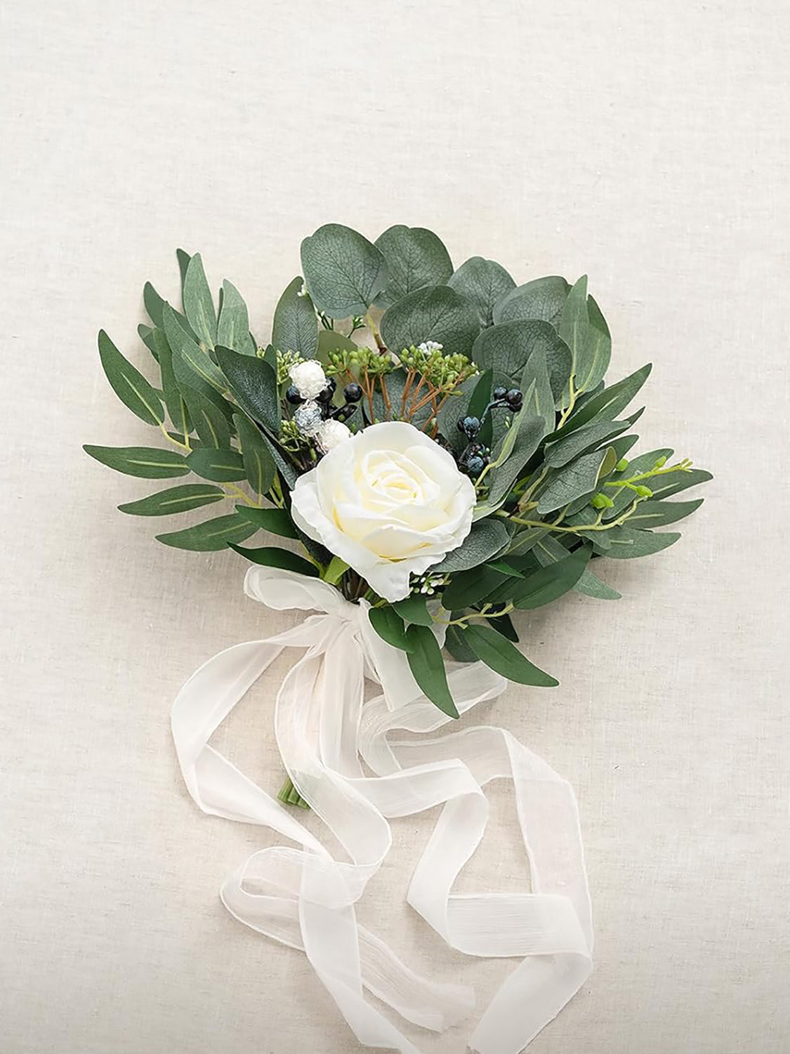 White Artificial Wedding Flower Bridesmaids Bouquets 7 Inch