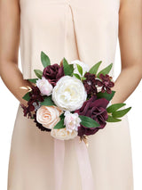 Marsala & Blush Wedding Artificial Flowers Bridesmaid Bouquet 7 Inch