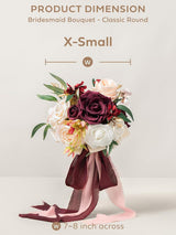 Marsala & Blush Wedding Artificial Flowers Bridesmaid Bouquet 7 Inch