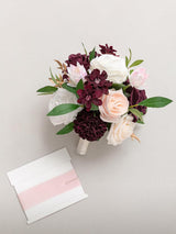 Marsala & Blush Wedding Artificial Flowers Bridesmaid Bouquet 7 Inch