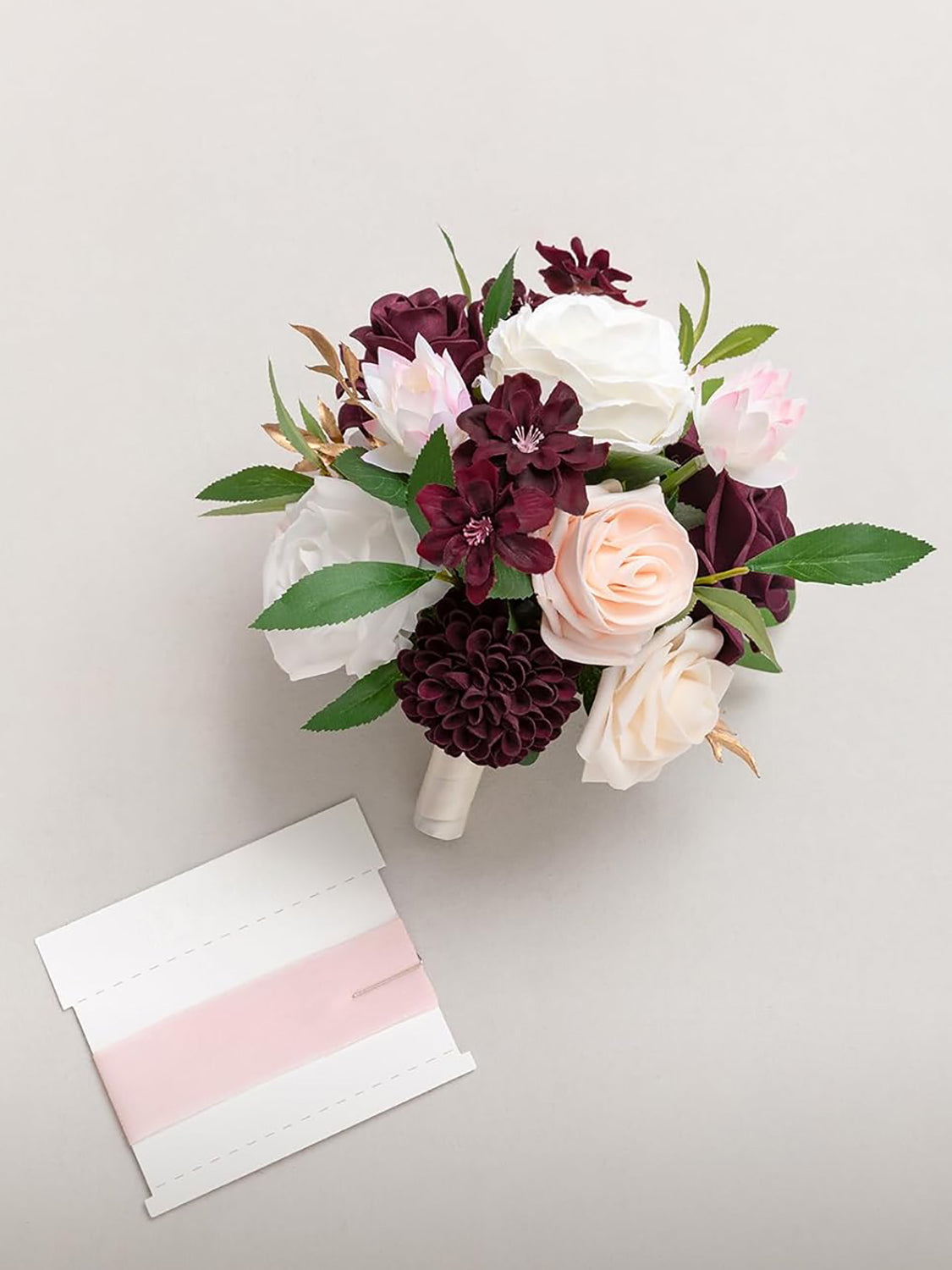 Marsala & Blush Wedding Artificial Flowers Bridesmaid Bouquet 7 Inch