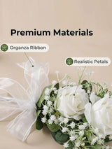 White Rose Artificial Wedding Car Door Handle Decoration 4 Pack