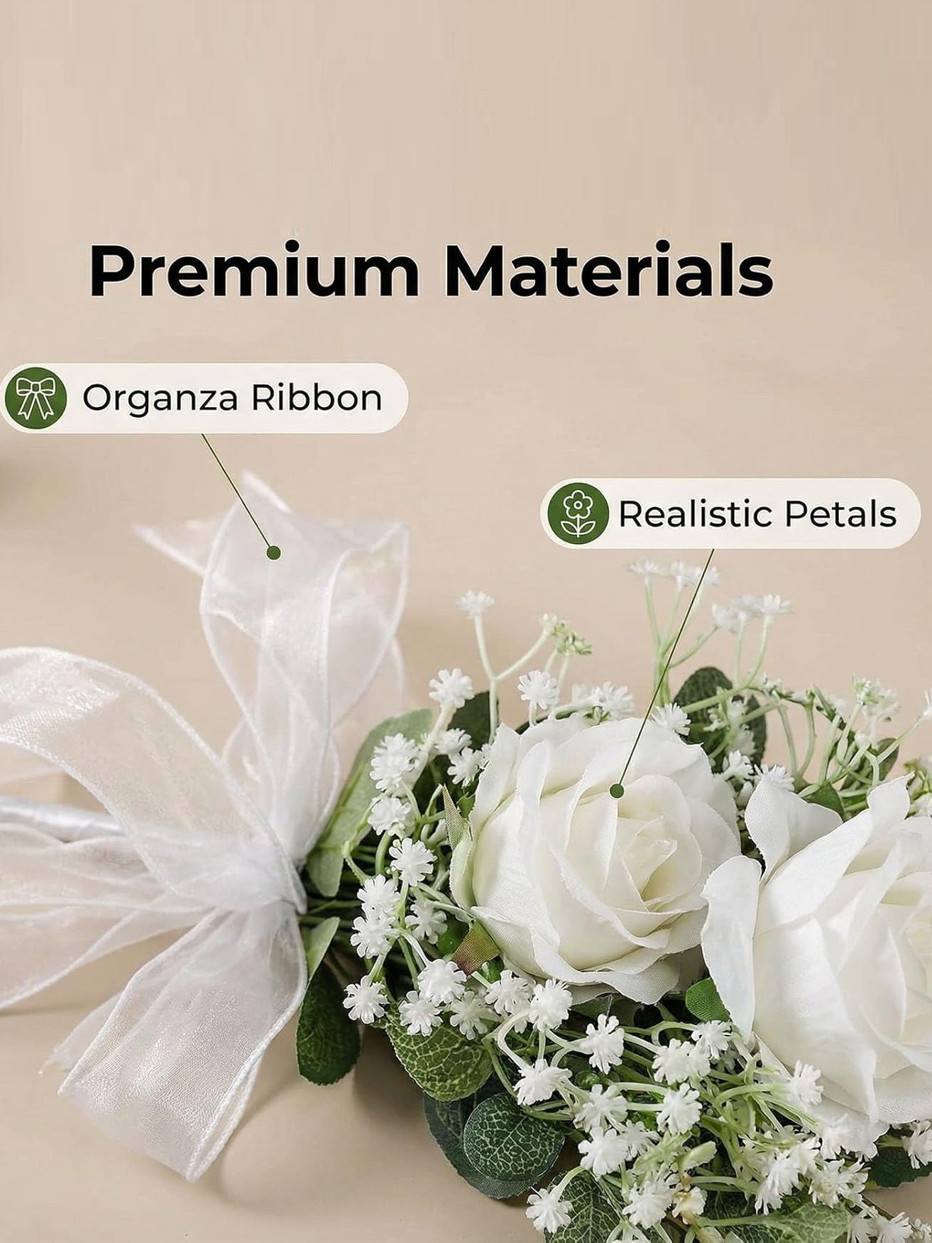 White Rose Artificial Wedding Car Door Handle Decoration 4 Pack