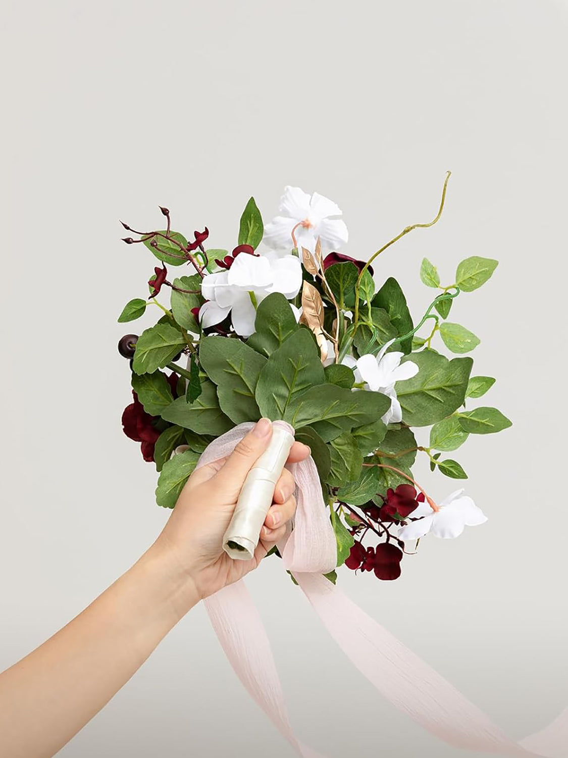 Posy-blush & Marsala Wedding Artificial Flowers Bridesmaid Bouquet 7 Inch