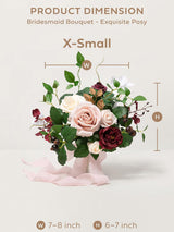 Posy-blush & Marsala Wedding Artificial Flowers Bridesmaid Bouquet 7 Inch