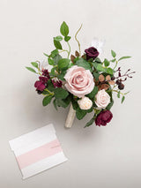 Posy-blush & Marsala Wedding Artificial Flowers Bridesmaid Bouquet 7 Inch