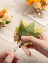 Sunflower Yellow 6pcs Artificial Flowers Groom Groomsmen Boutonniere