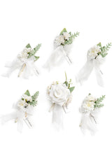 Snow White 6pcs Artificial Flowers Groom Groomsmen Boutonniere