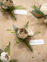 Brown 6pcs Artificial Flowers Groom Groomsmen Boutonniere