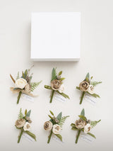 Brown 6pcs Artificial Flowers Groom Groomsmen Boutonniere