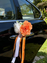 Rose And Peony Wedding Car Door Handle Decor 12cm Set Of 4 Orange