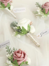 Dusty Rose & Ivory Set of 6 Dusty Rose & Ivory Foam Rose Boutonnieres