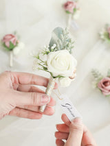 Dusty Rose & Ivory Set of 6 Dusty Rose & Ivory Foam Rose Boutonnieres