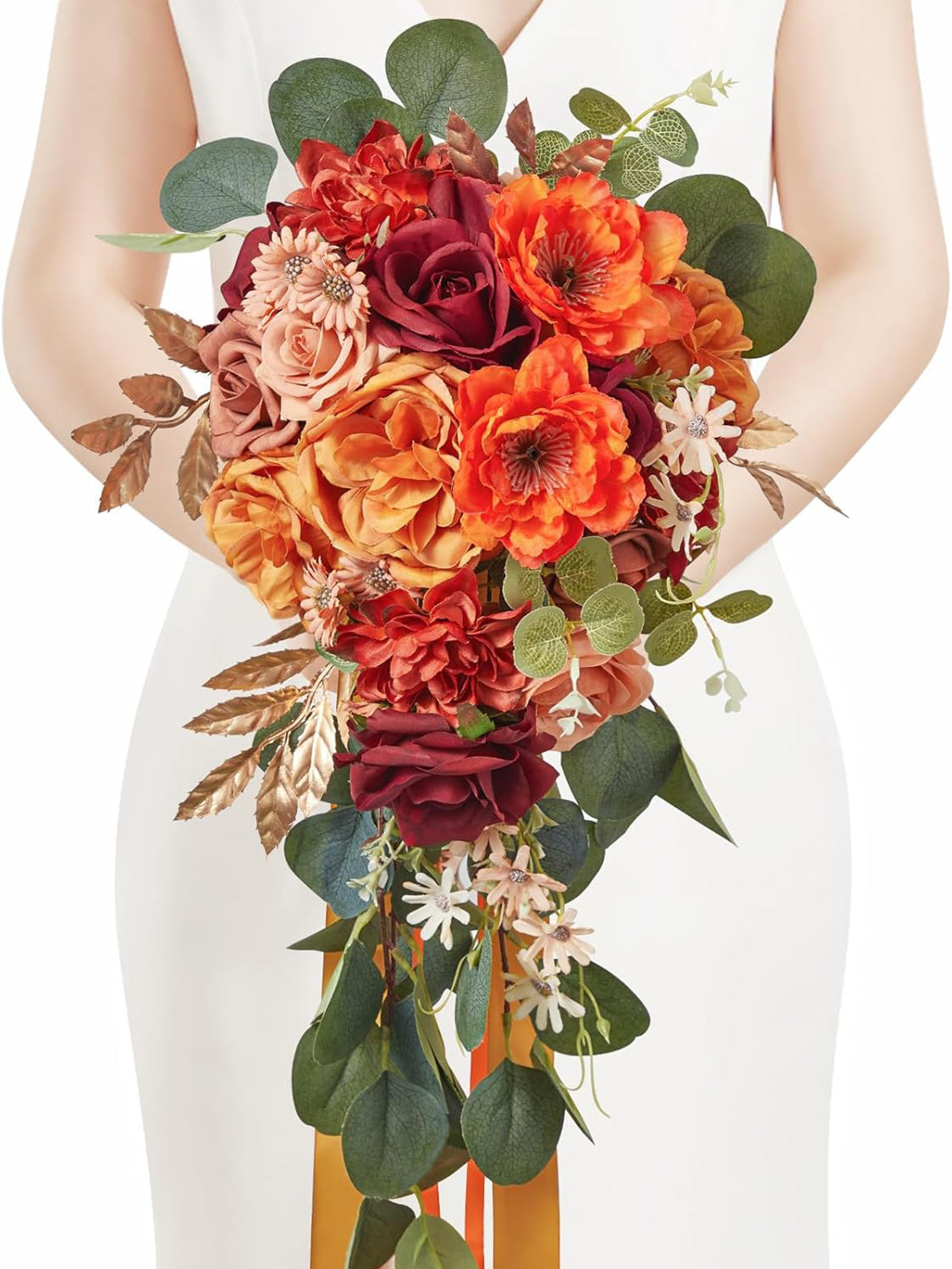 Abundant Orange Burgundy 9.8 I - Artificial Flowers