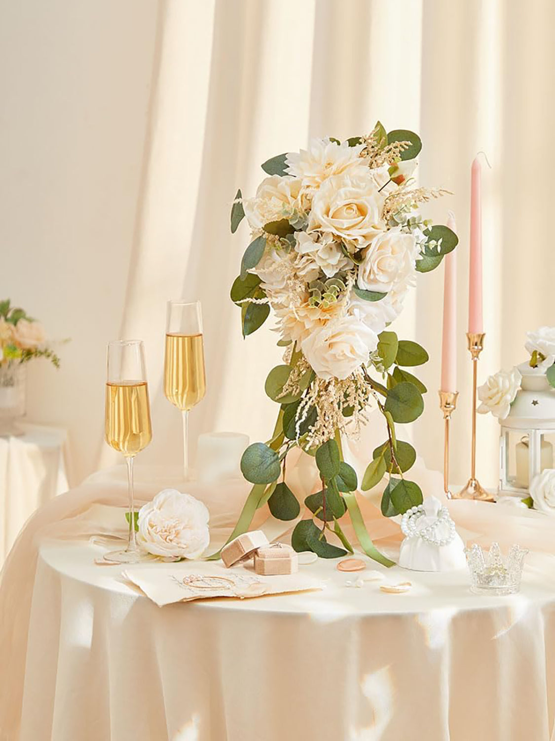 Boho Champagne 9.8 Inch Wedding Flowers Bride Bouquets
