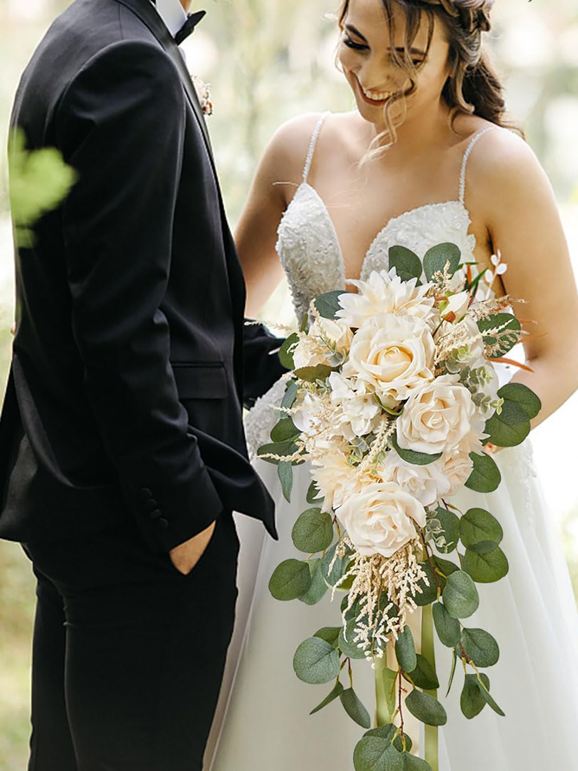 Boho Champagne 9.8 Inch Wedding Flowers Bride Bouquets