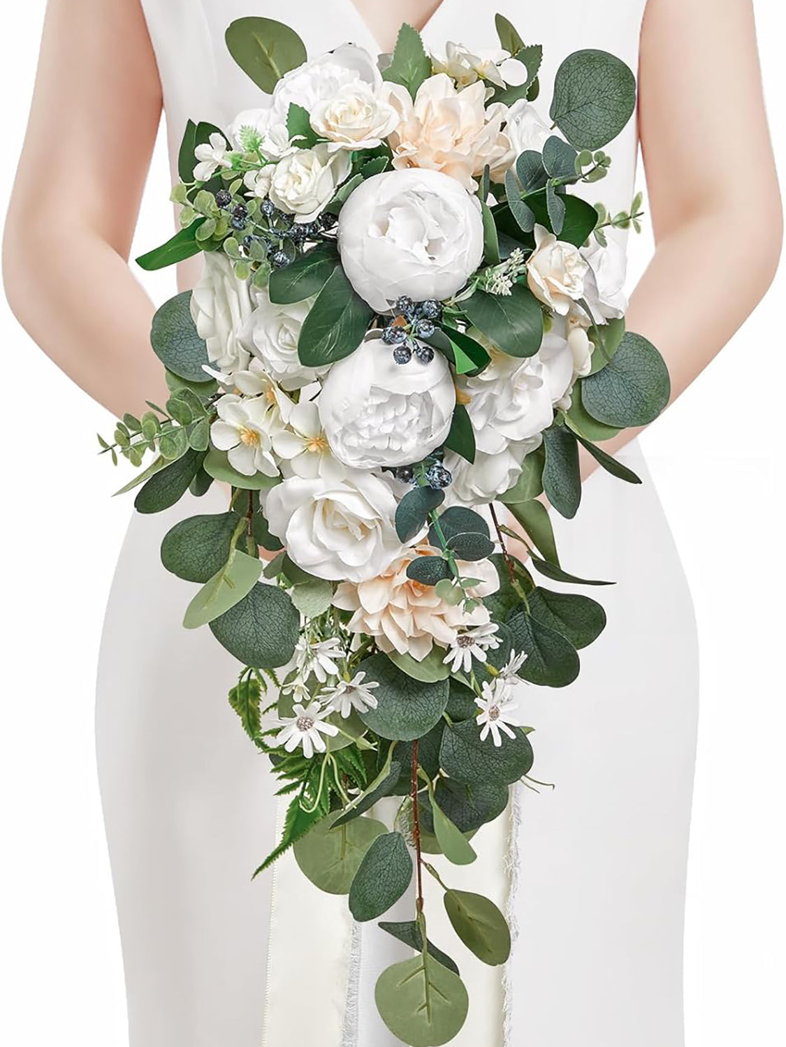 Bright Forest White 9.8 Inch  Wedding Flowers Bride Bouquets