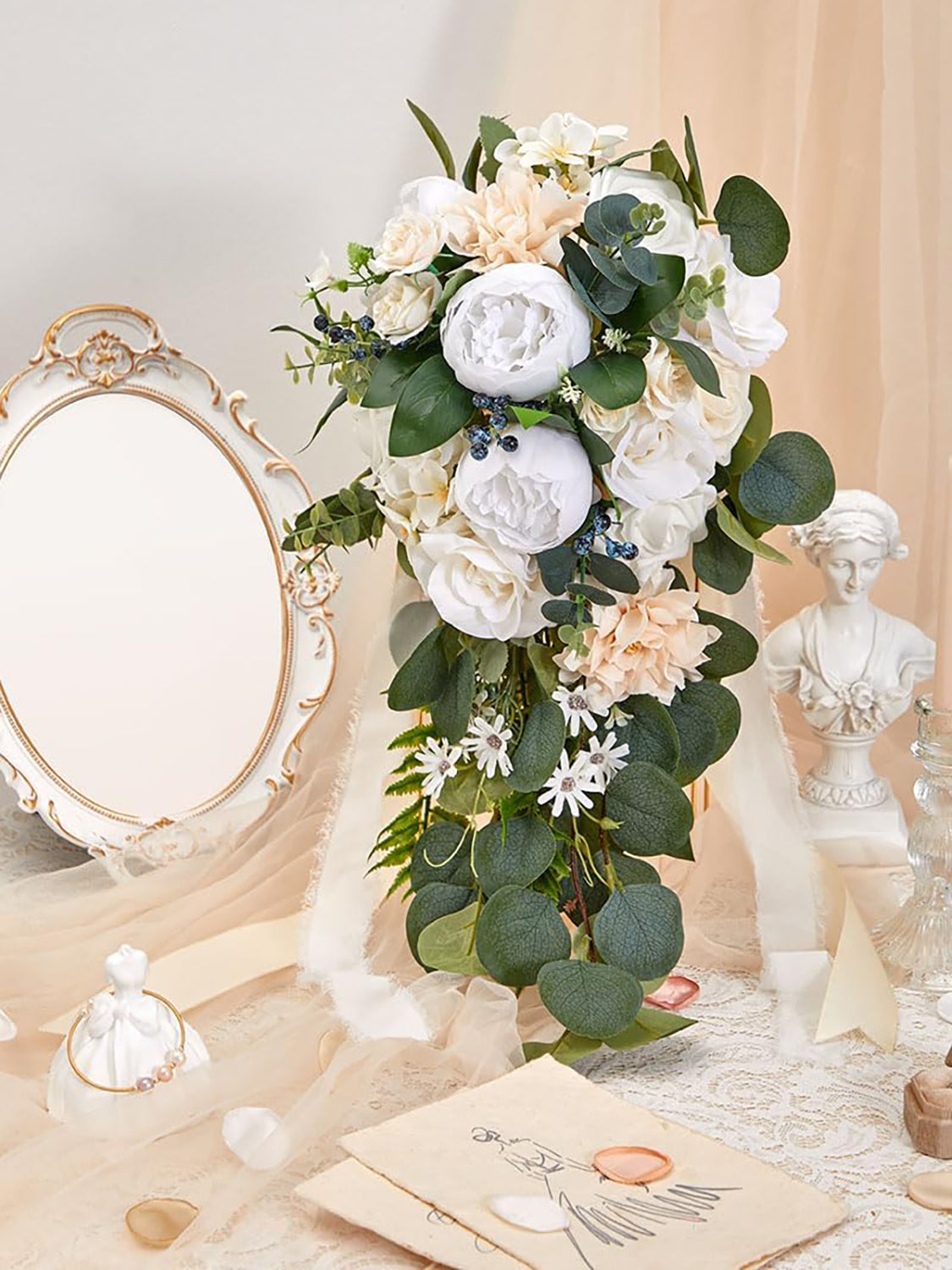 Bright Forest White 9.8 Inch  Wedding Flowers Bride Bouquets
