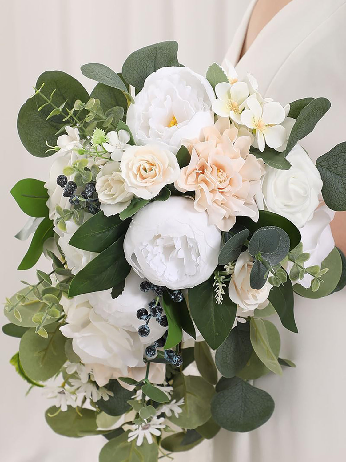Bright Forest White 9.8 Inch  Wedding Flowers Bride Bouquets