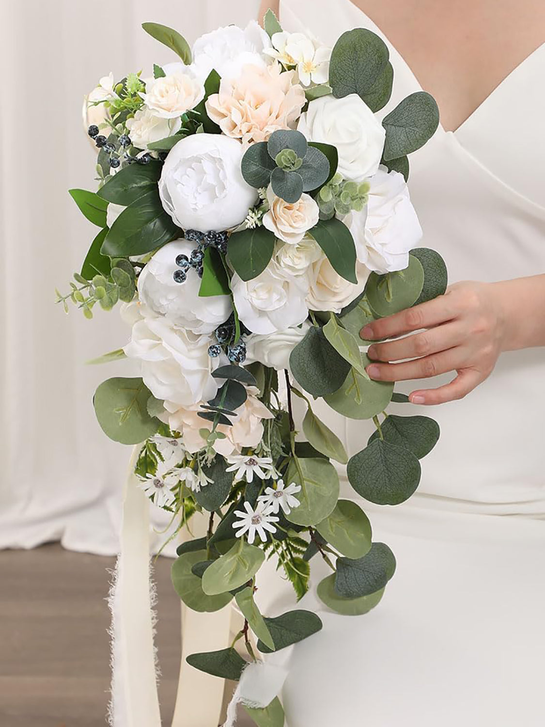 Bright Forest White 9.8 Inch  Wedding Flowers Bride Bouquets