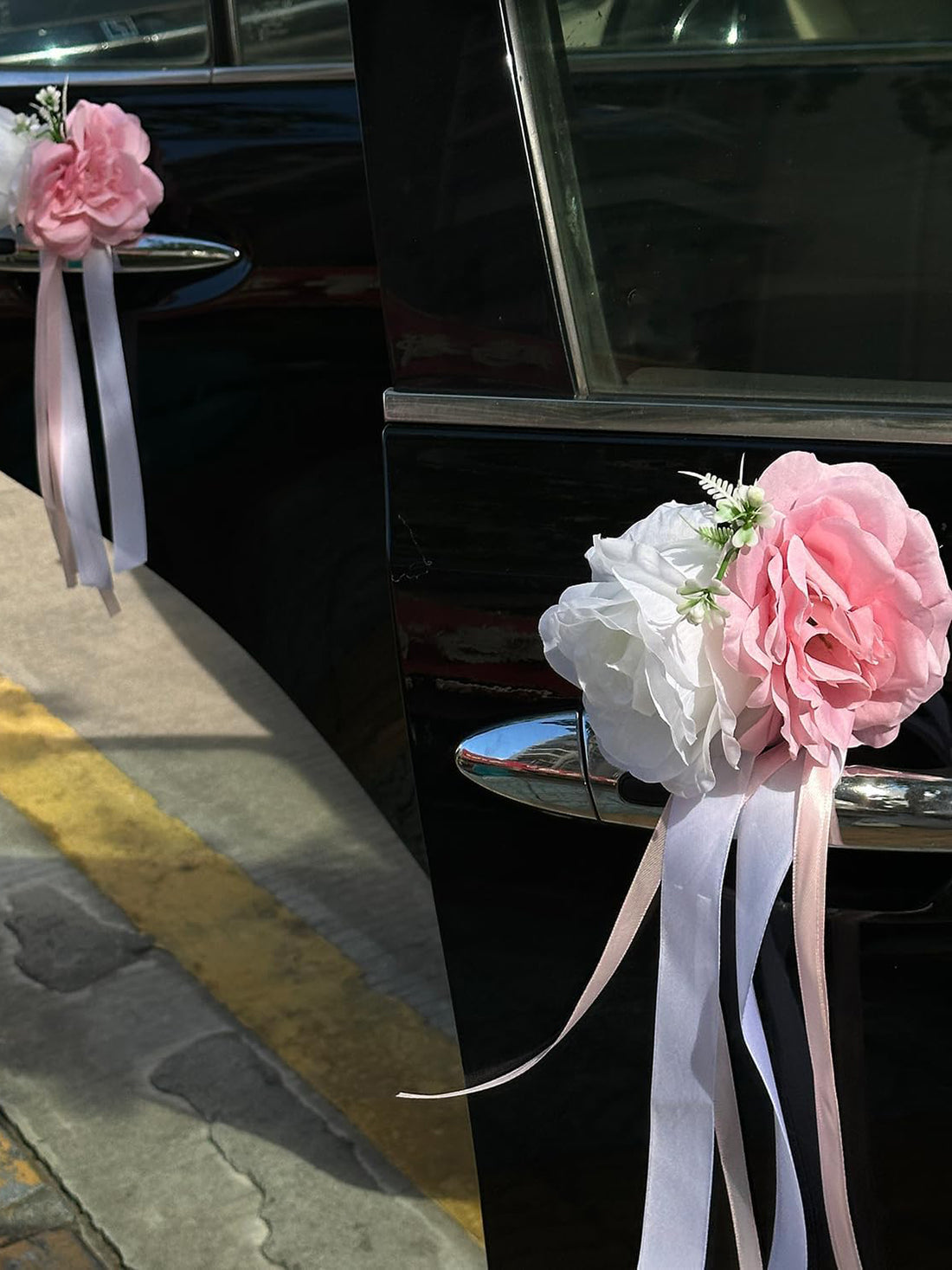 Rose & Peony Wedding Car Door Handle Decor 12cm Artificial Flowers Set of 4