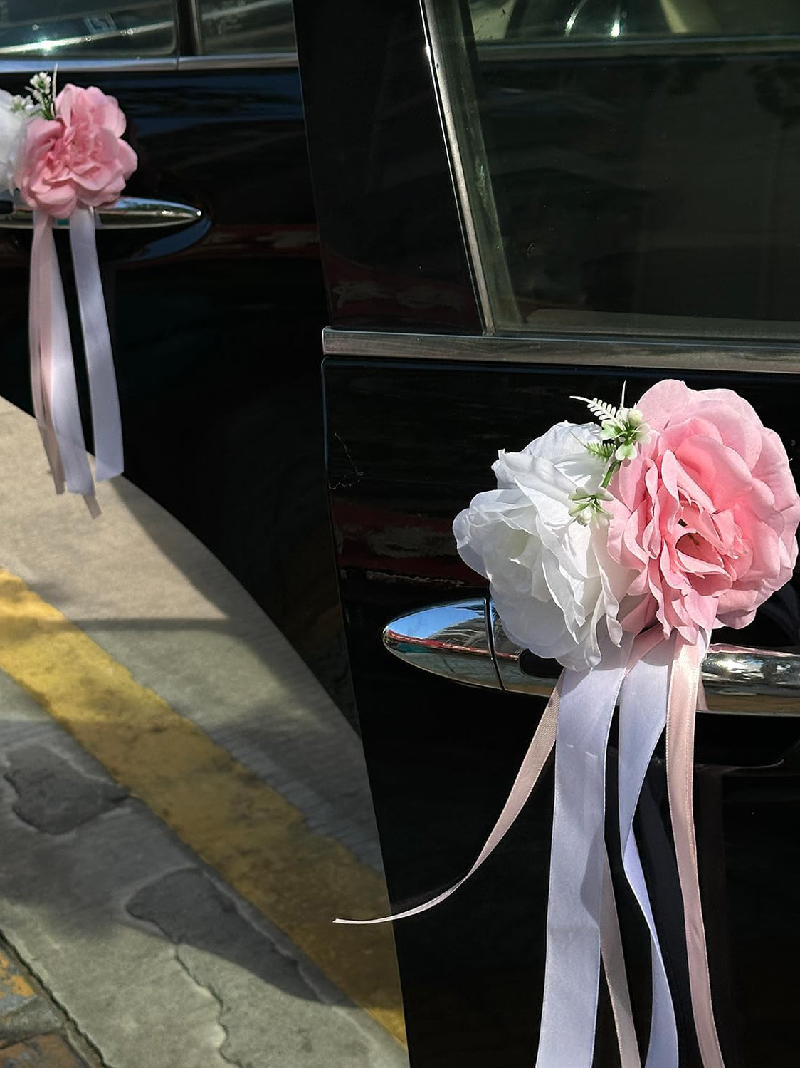 Rose & Peony Wedding Car Door Handle Decor 12 Cm Artificial Flowers Set Of 4