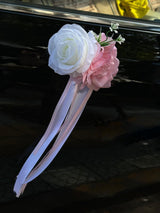 Rose & Peony Wedding Car Door Handle Decor 12 Cm Artificial Flowers Set Of 4