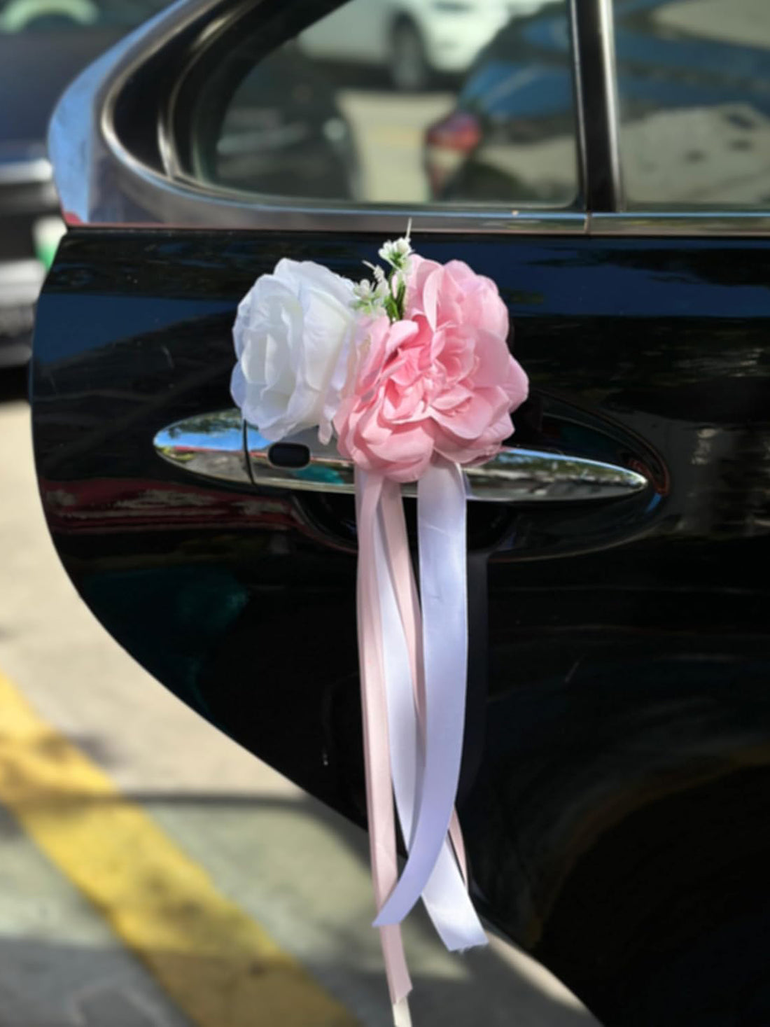 Rose & Peony Wedding Car Door Handle Decor 12cm Artificial Flowers Set of 4