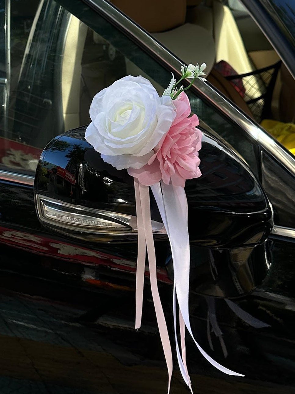 Rose & Peony Wedding Car Door Handle Decor 12 Cm Artificial Flowers Set Of 4