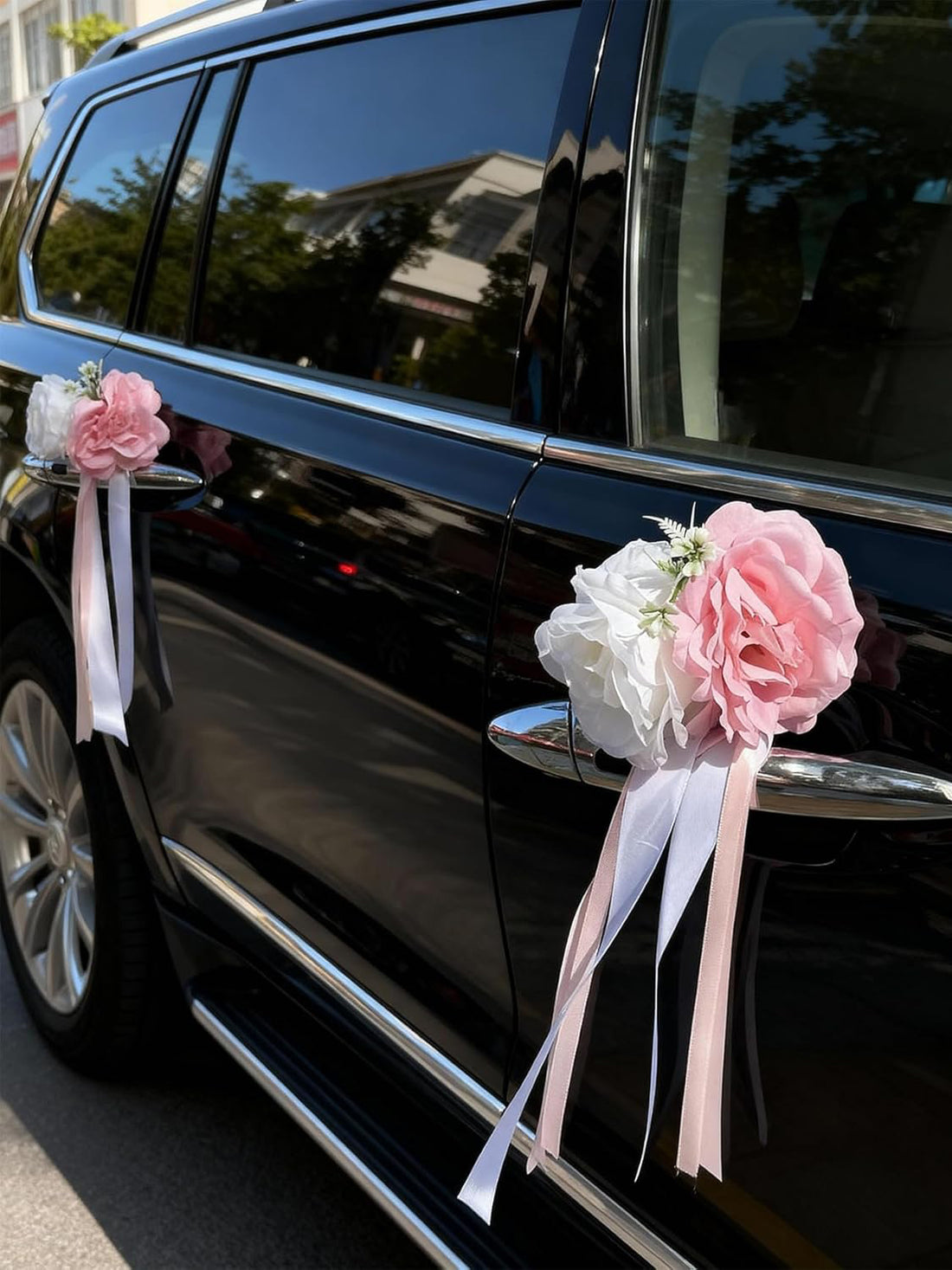 Rose & Peony Wedding Car Door Handle Decor 12cm Artificial Flowers Set of 4