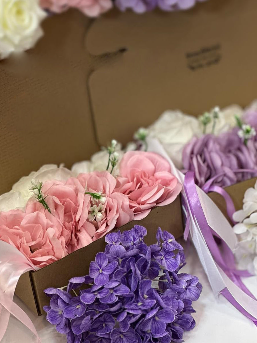 Rose & Peony Wedding Car Door Handle Decor 12 Cm Artificial Flowers Set Of 4