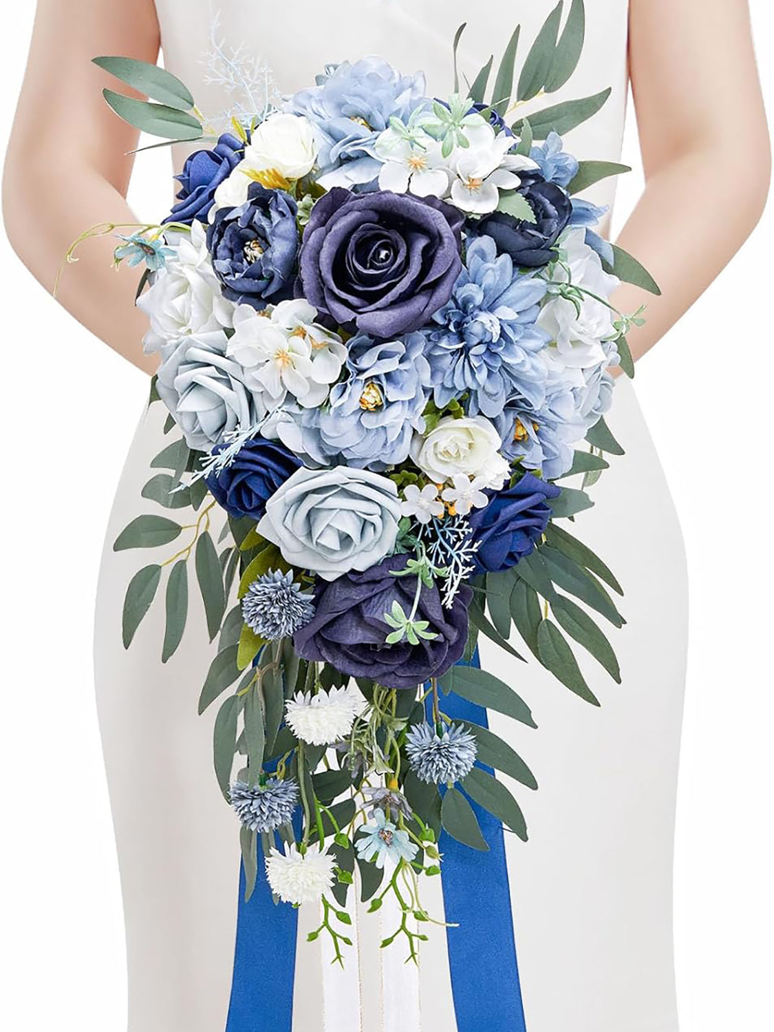 Dusty Blue 9.8 Inch Wedding Flowers Bride Bouquets