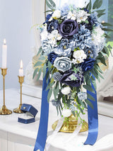 Dusty Blue 9.8 Inch Wedding Flowers Bride Bouquets