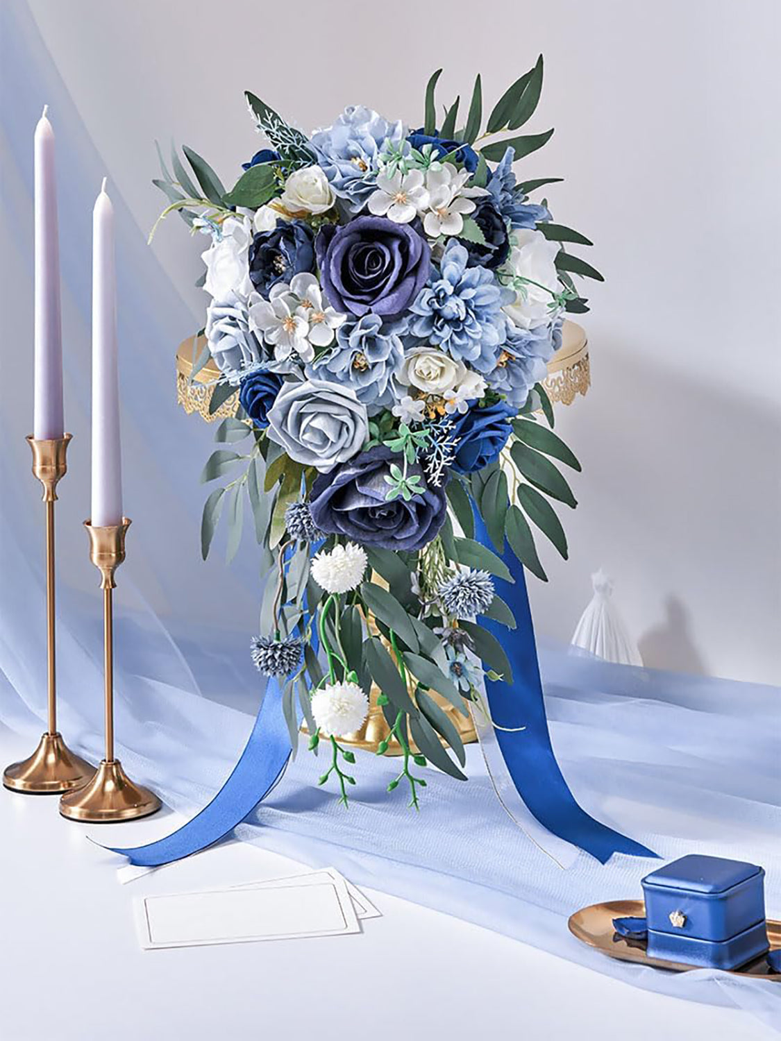 Dusty Blue 9.8 Inch Wedding Flowers Bride Bouquets