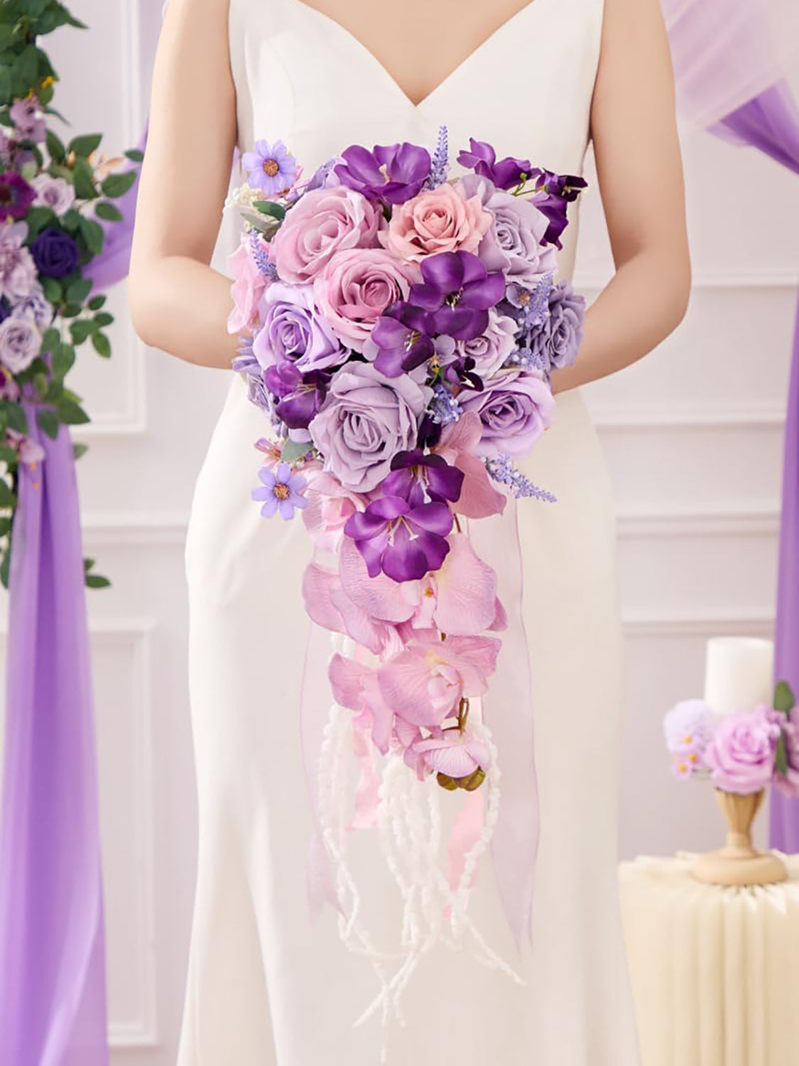 Royal Violet 11 Inch  Wedding Flowers Bride Bouquets