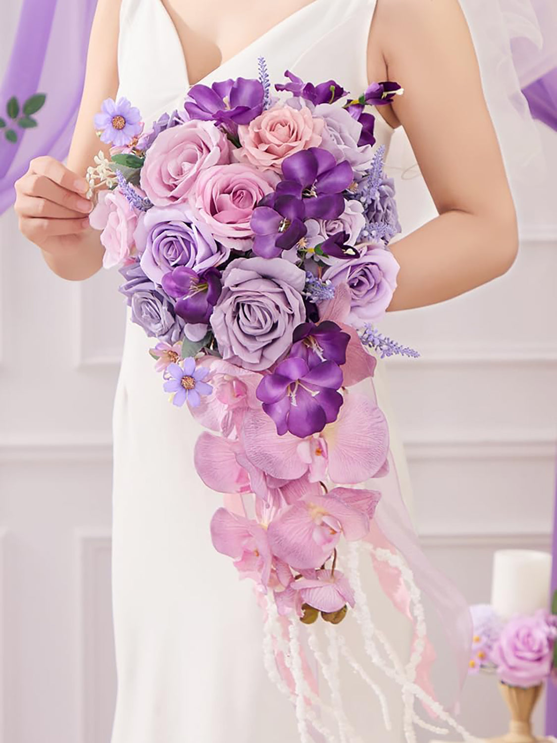 Royal Violet 11 Inch  Wedding Flowers Bride Bouquets