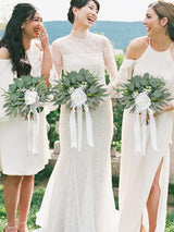 Forest White 7 Inch Wedding Bouquets for Bridesmaids