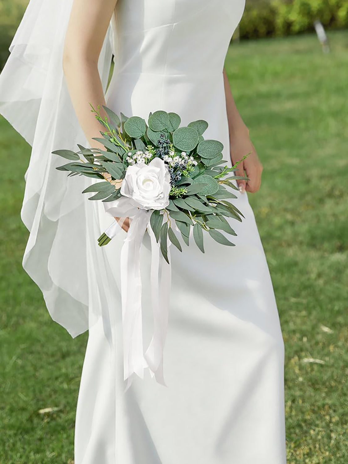 Forest White 7 Inch Wedding Bouquets for Bridesmaids