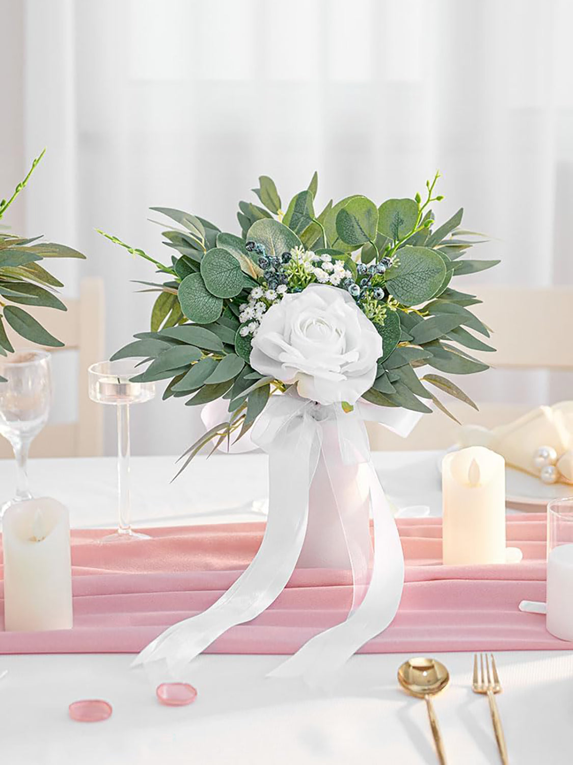 Forest White 7 Inch Wedding Bouquets for Bridesmaids